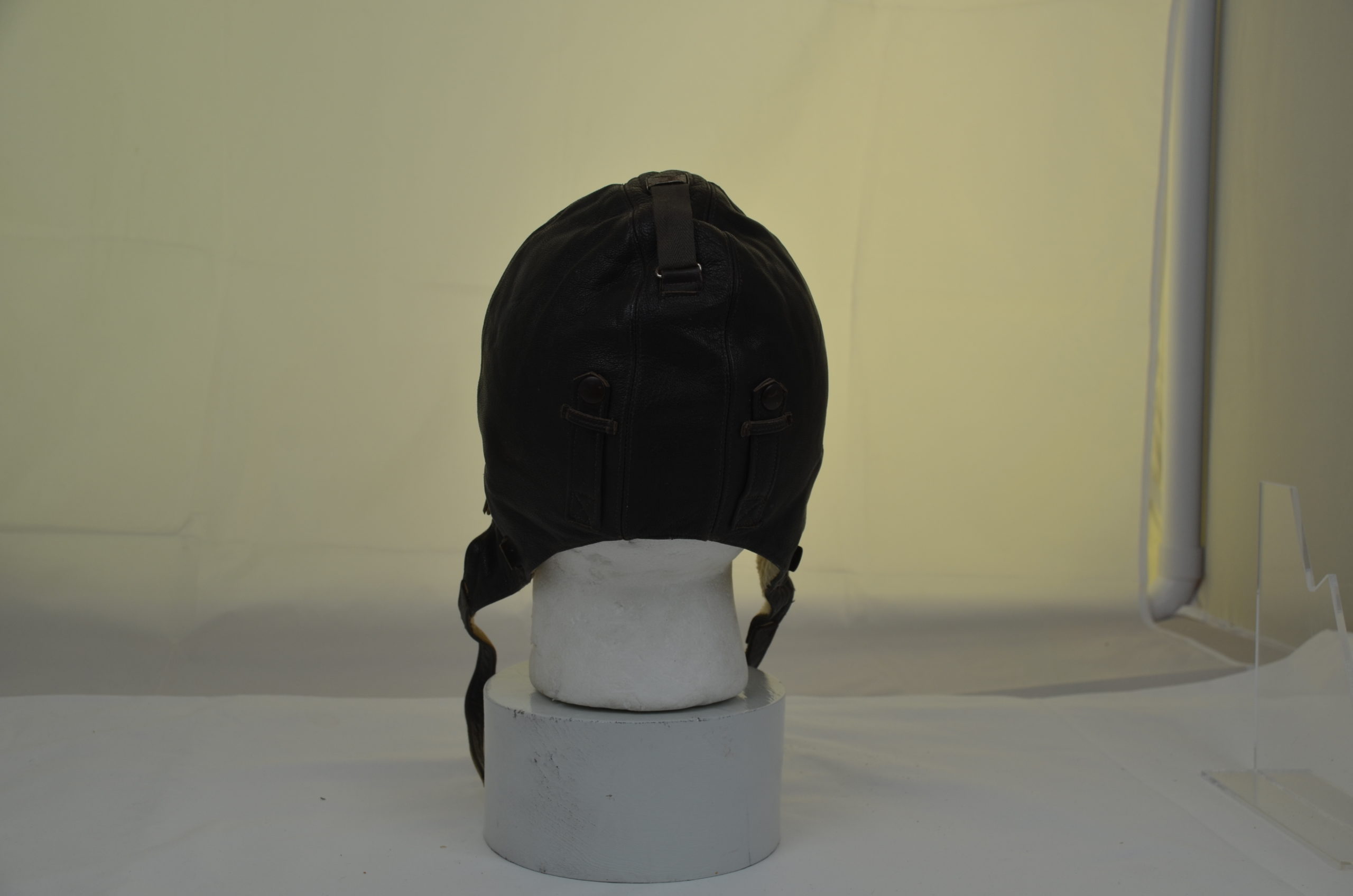 German Third Reich Luftwaffe Sheepskin Lined Brown Leather Flying Helmet c1940 - Image 2