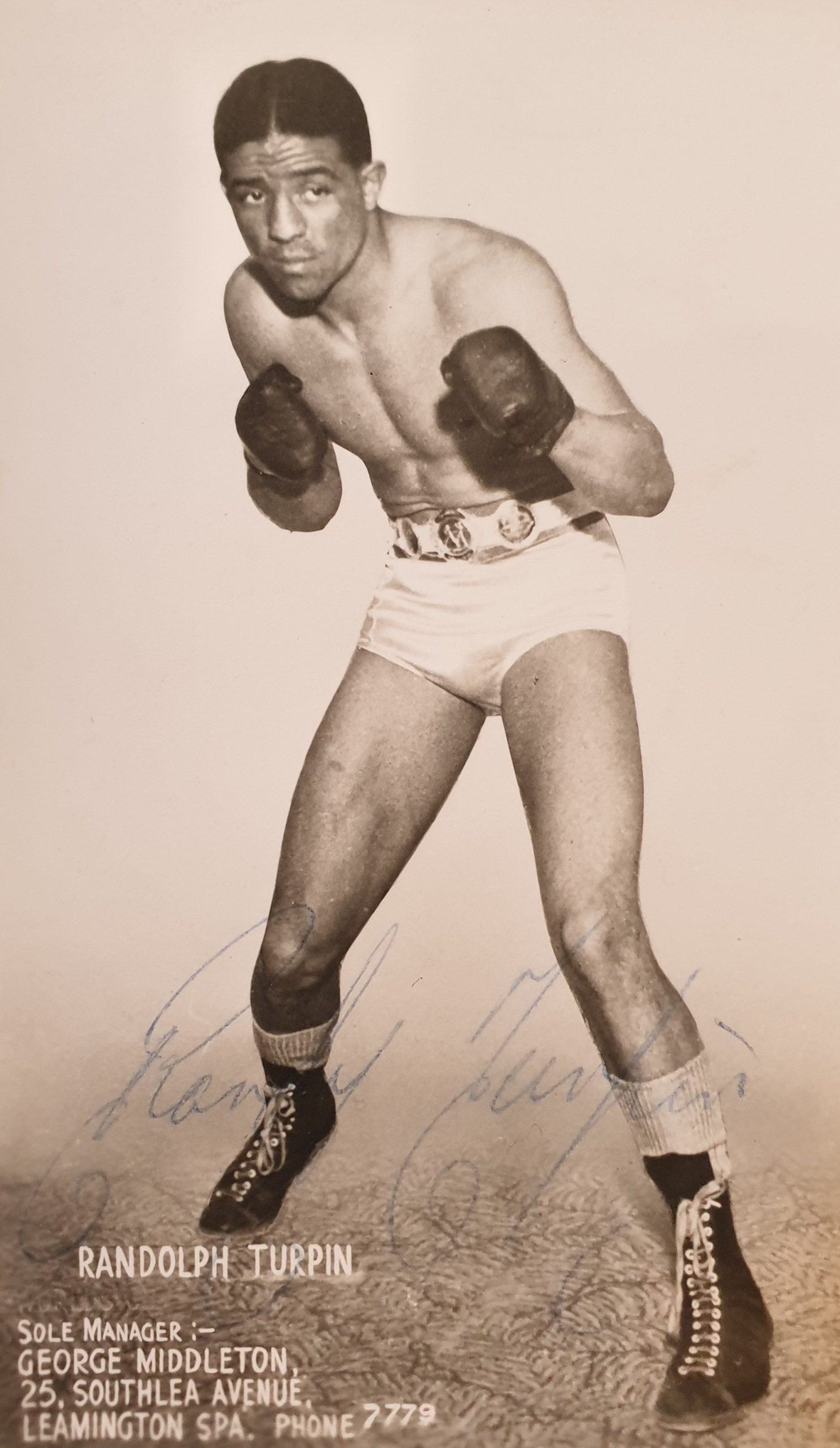 Genuine Signed Picture Of Boxer Randolph Turpin British Middleweight World Champion