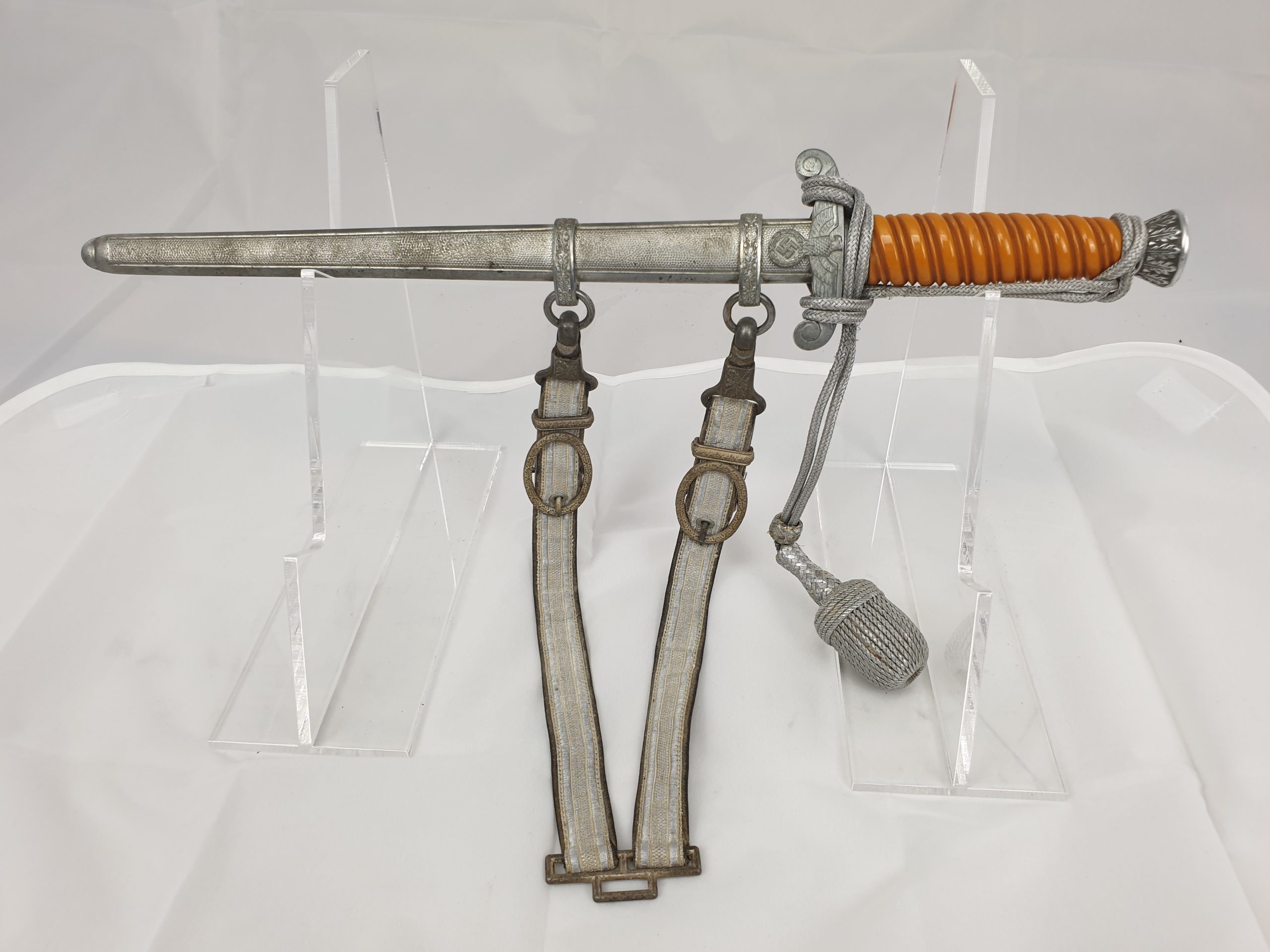 WW2 Original German Army Dagger with Belts and Knot