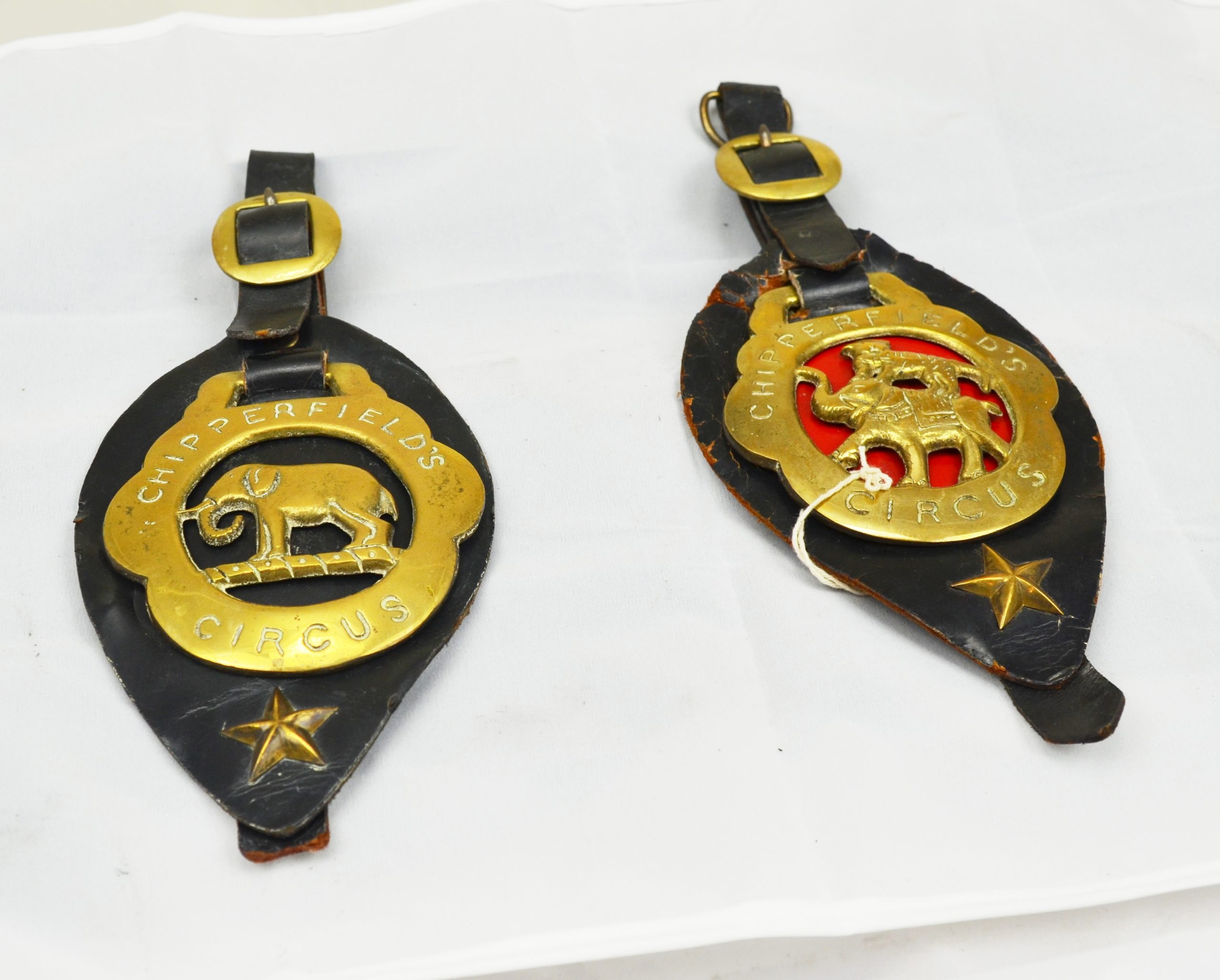 Old Chipperfield Circus Collectable Horse Brasses Elephant and Elephant With Tiger