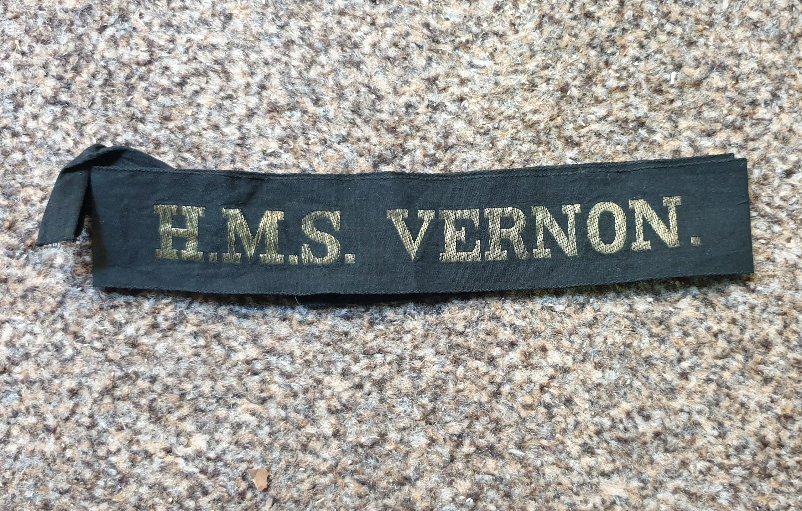 H.M.S. Vernon. Cap Tally With Full Stop After The Name