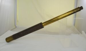 Single Draw Early 1800’s Telescope By Prince & Co Brass And Leather