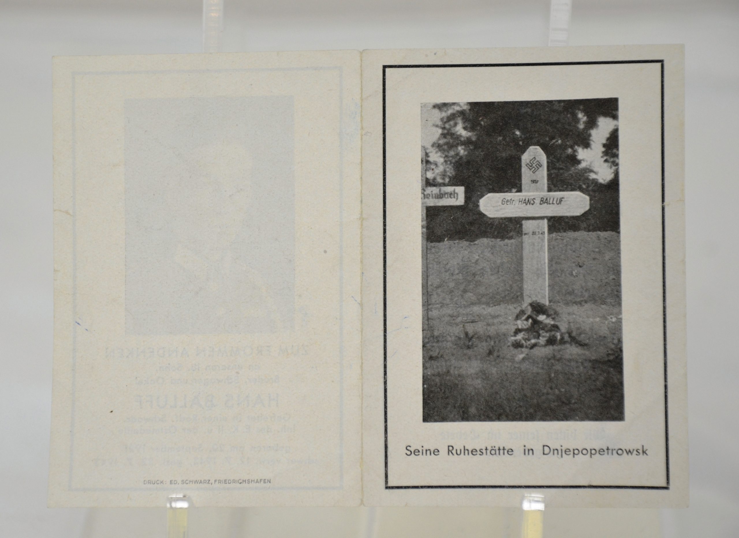 WW2 German Eastern Front RADF Privates Death Card - Image 3