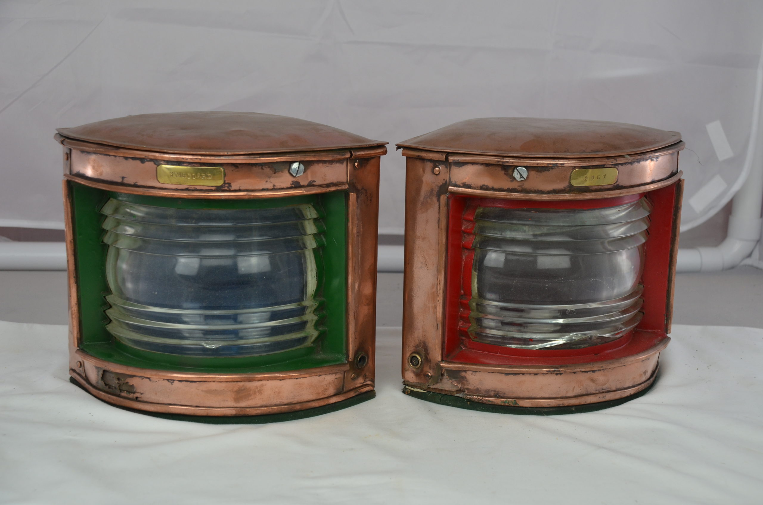 Matching Pair Of Victorian Copper Ships Port And Starboard Lights