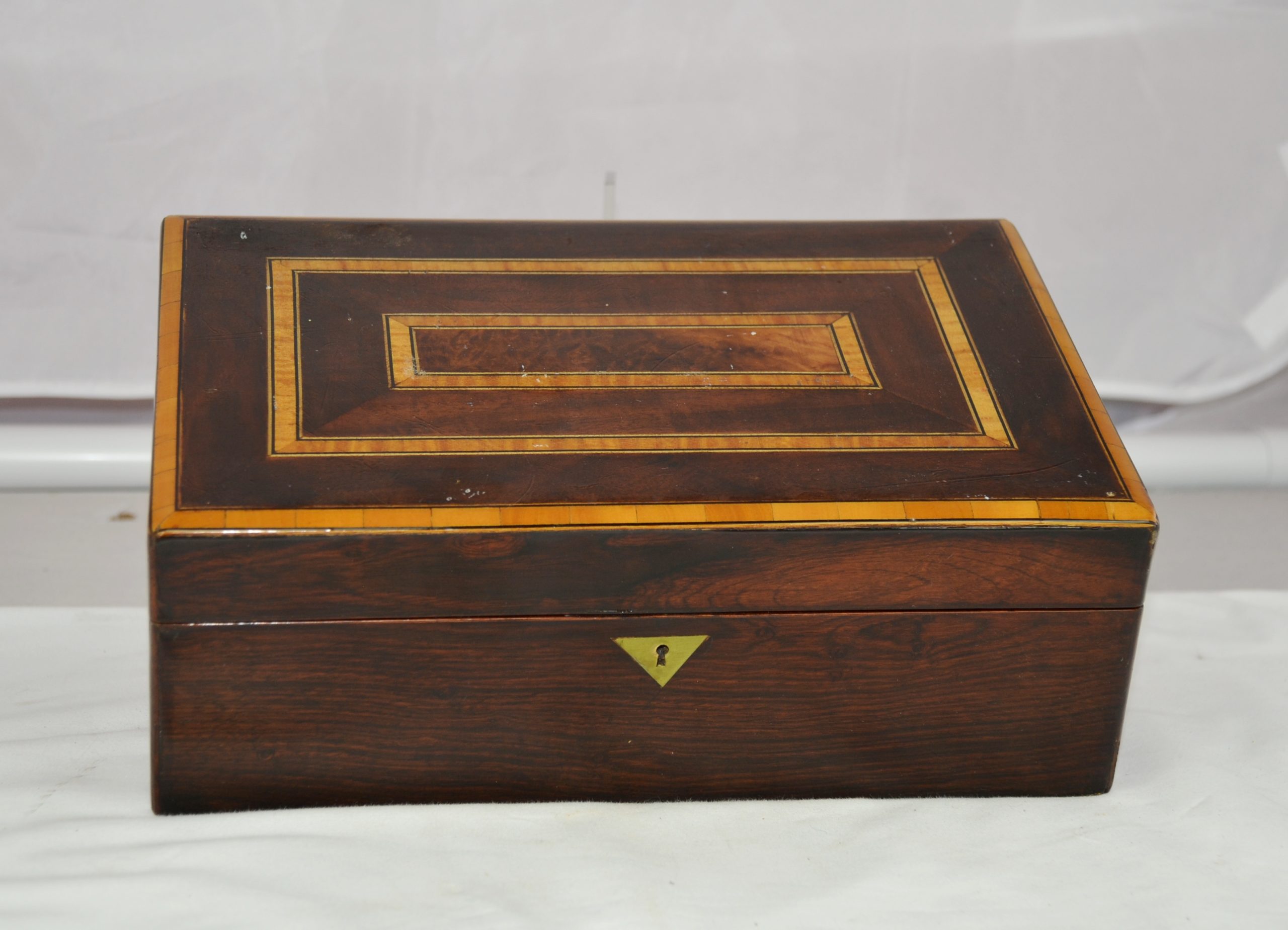 Victorian Walnut Writing Slope With Cross Band Decoration
