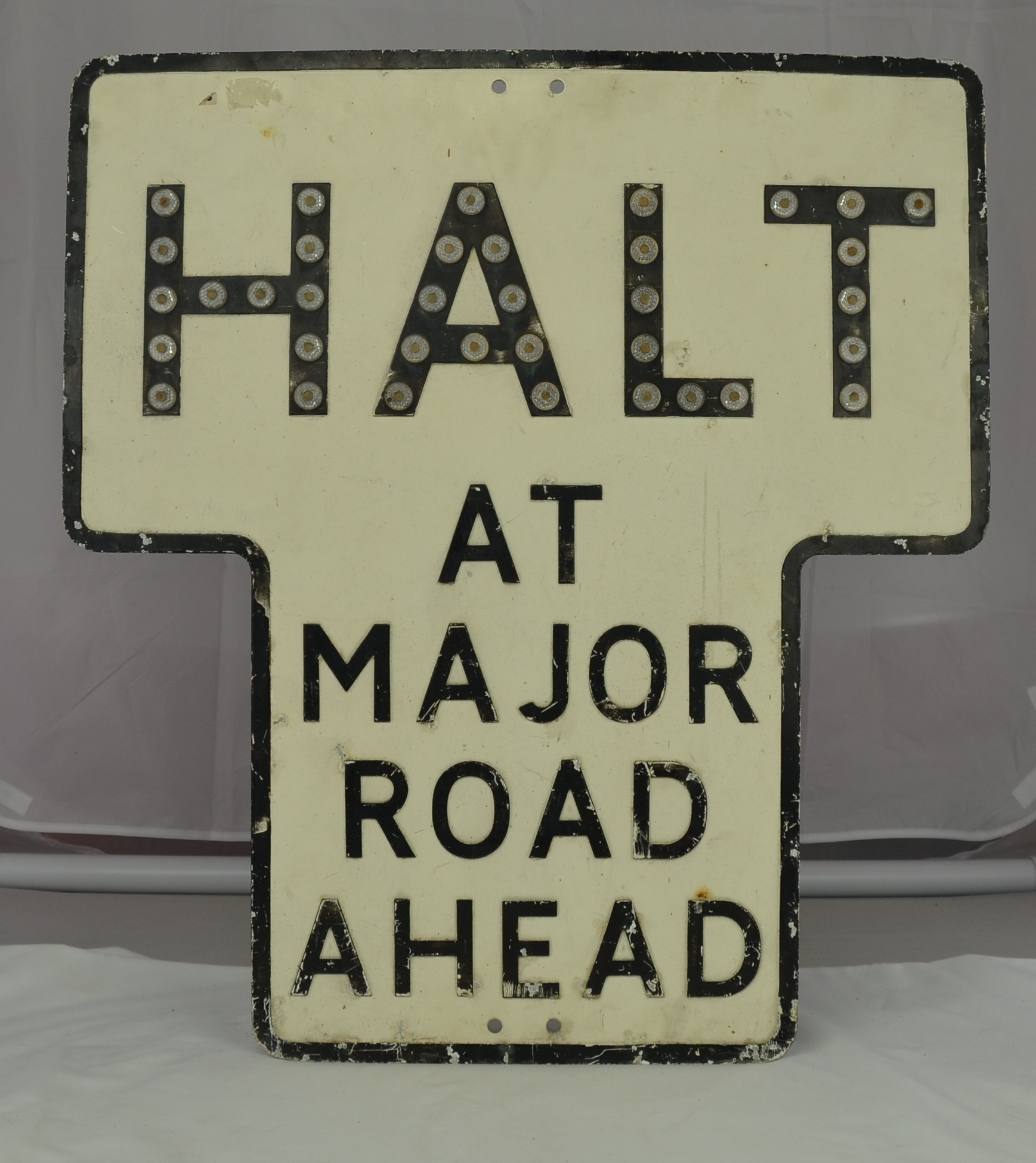 Vintage Enamel UK Rd Sign "HALT at Major Road Ahead" Genuine