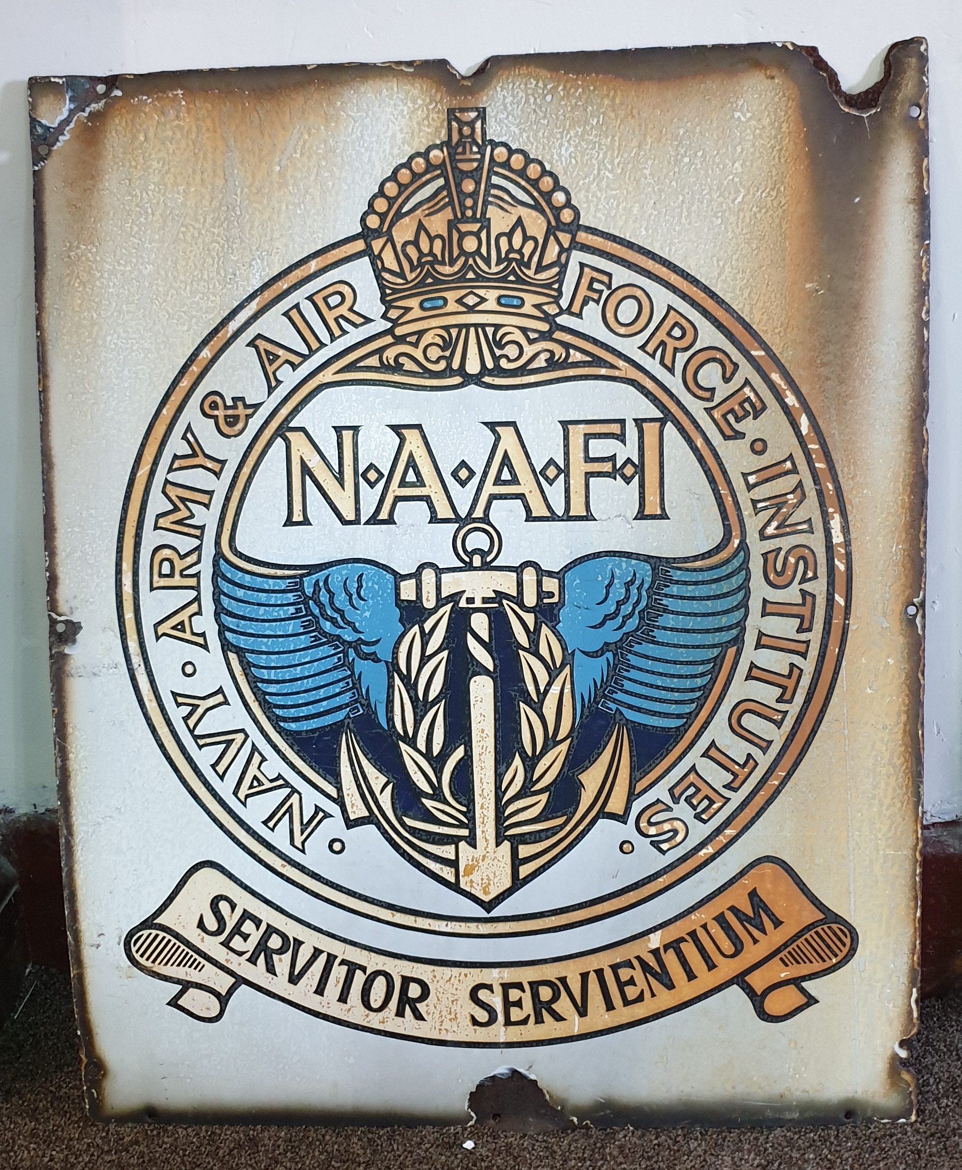 WW2 Era NAAFI Enamel Sign King George VI Period