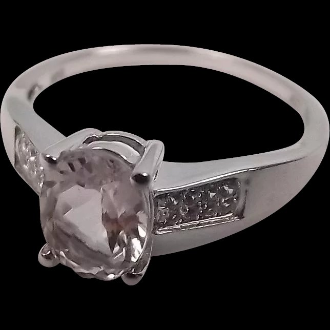10ct White Gold CZ Dress Ring UK Size P+ US 8