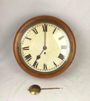 12 Inch Rare English Victorian Oak Cased Dial Wall Clock 8-Day c1860