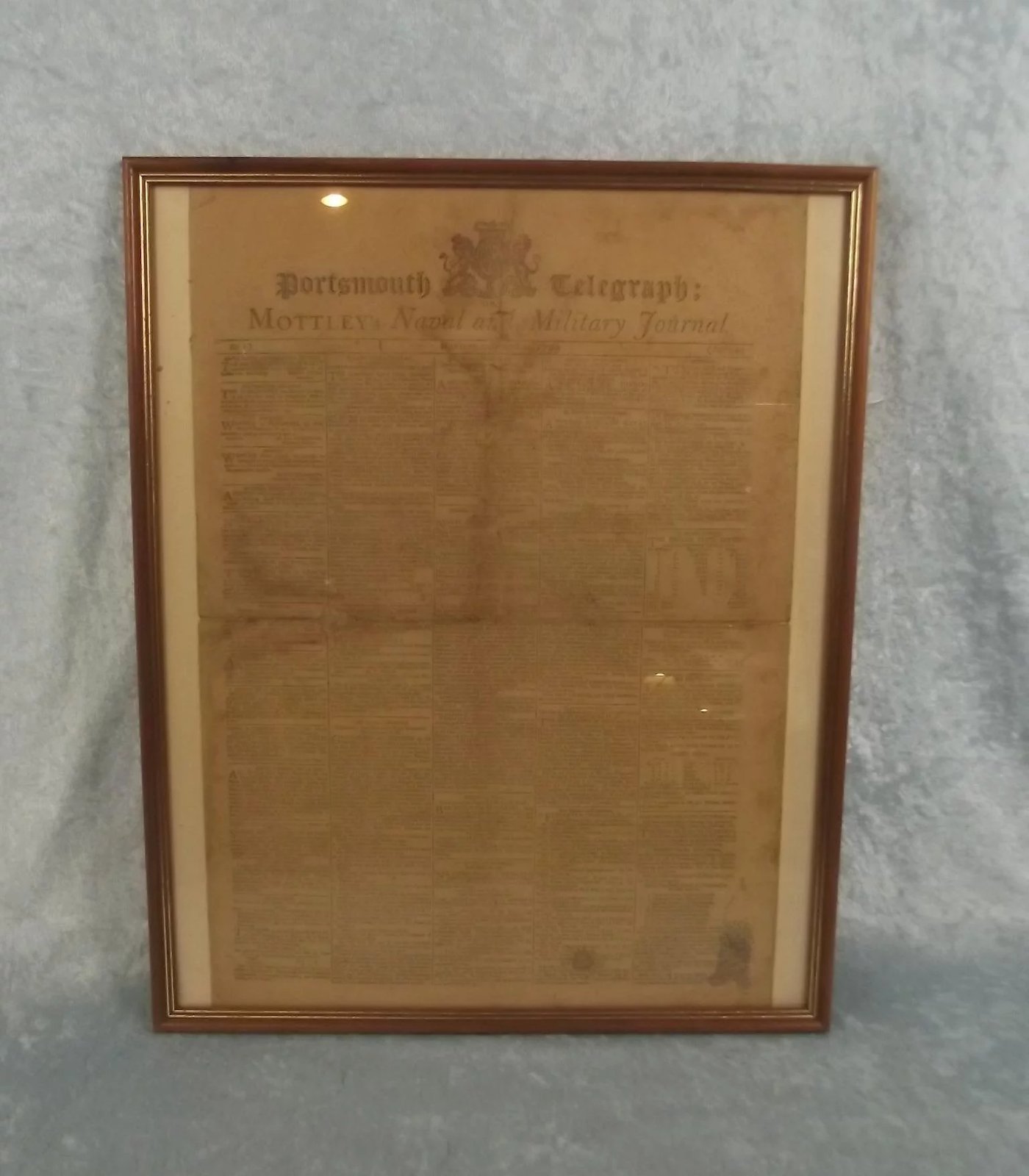 1799 Portsmouth Telegraph; Mottley’s Naval & Military Journal Framed Original Newspaper Pages - Image 2