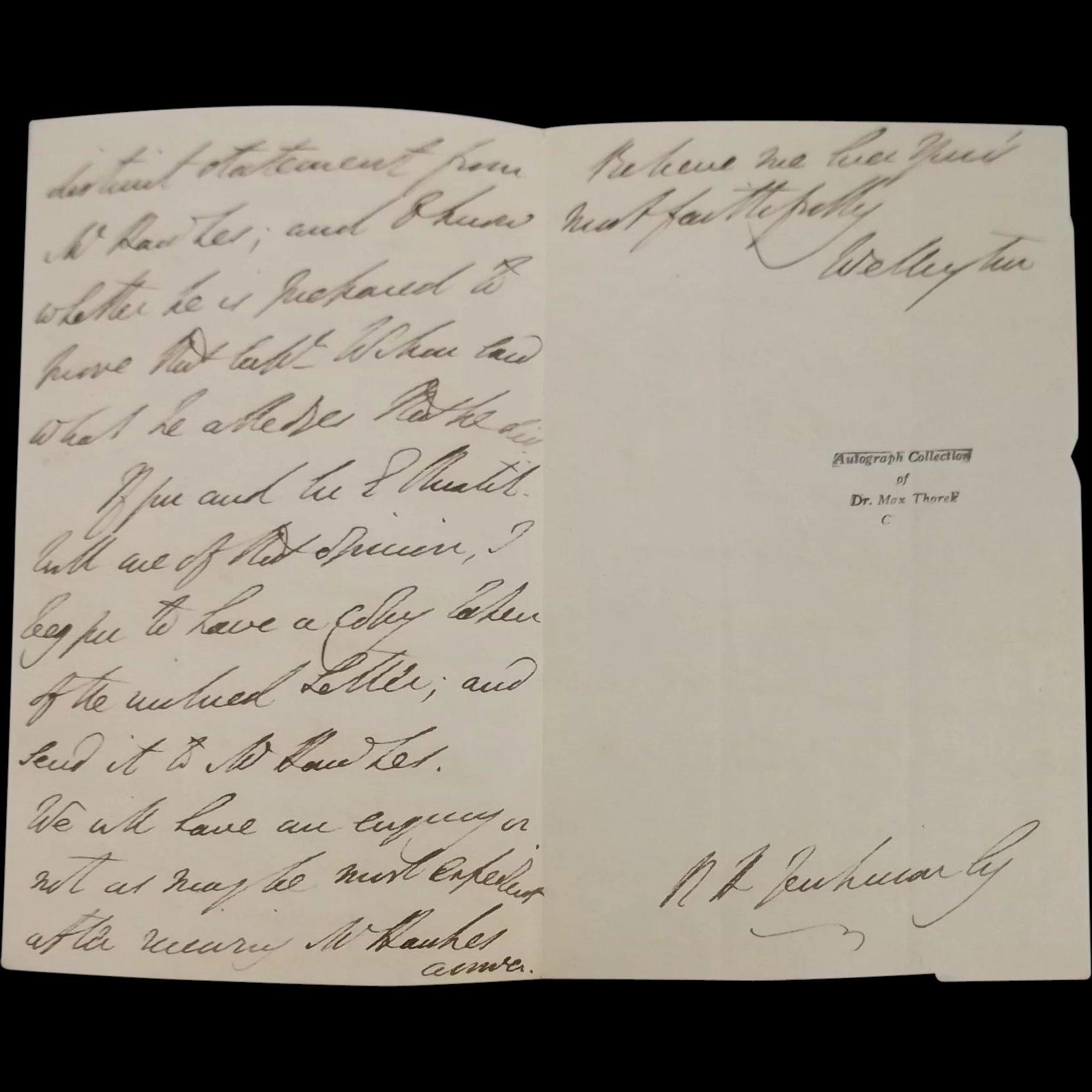 1837 Original Signed Letter From The Duke Of Wellington