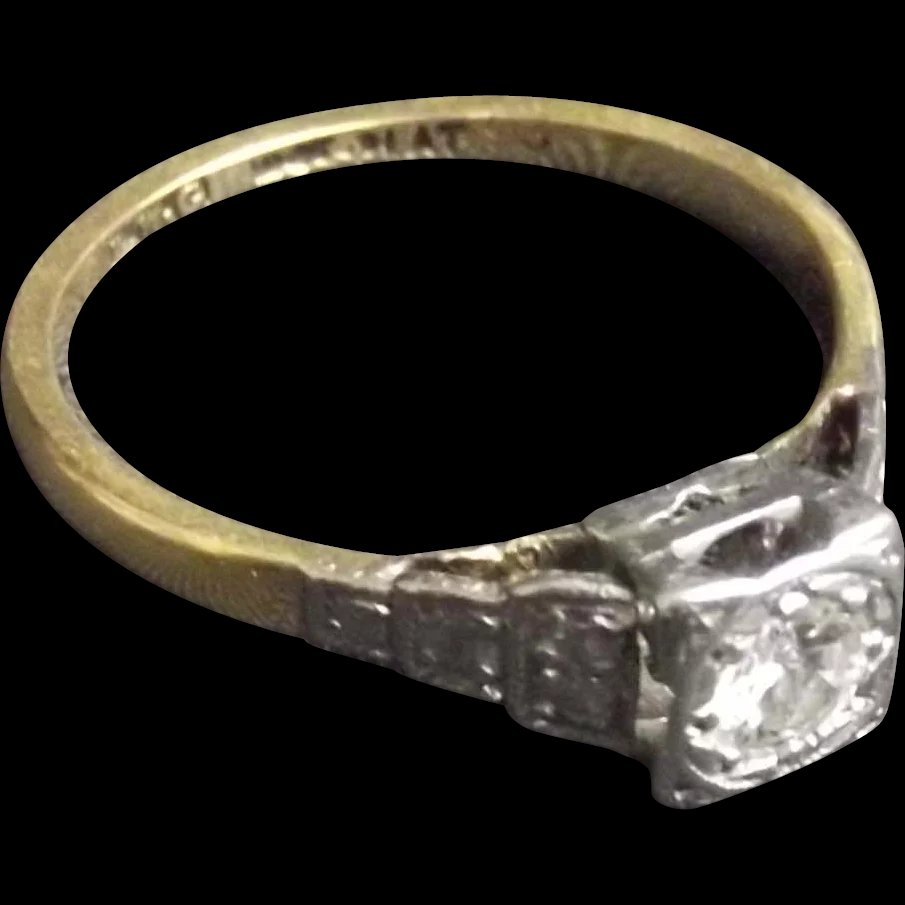 18Ct Gold And 0.25 Carat Diamond Pave Step Ring, Size N UK 6 ½ US