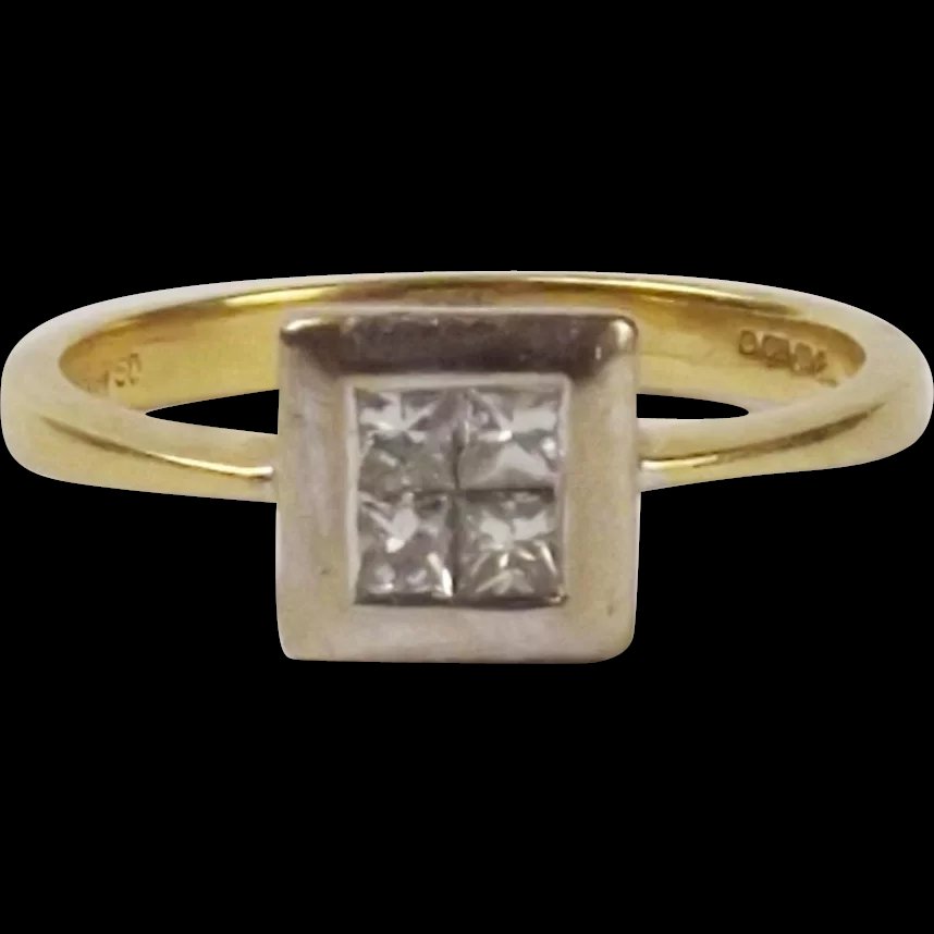 18Ct Yellow Gold Diamond Ring UK Size N+ US 6 ¾
