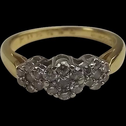 18ct Gold 0.5 CTW Diamond Flower Cluster Ring UK Size O+ US 7 1/2
