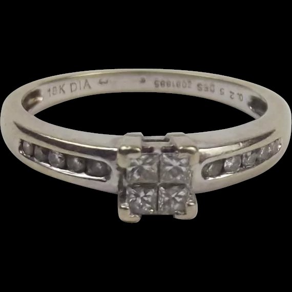 18ct White Gold 0.25CTW Diamond Ring UK Size M+ US 6 ¼