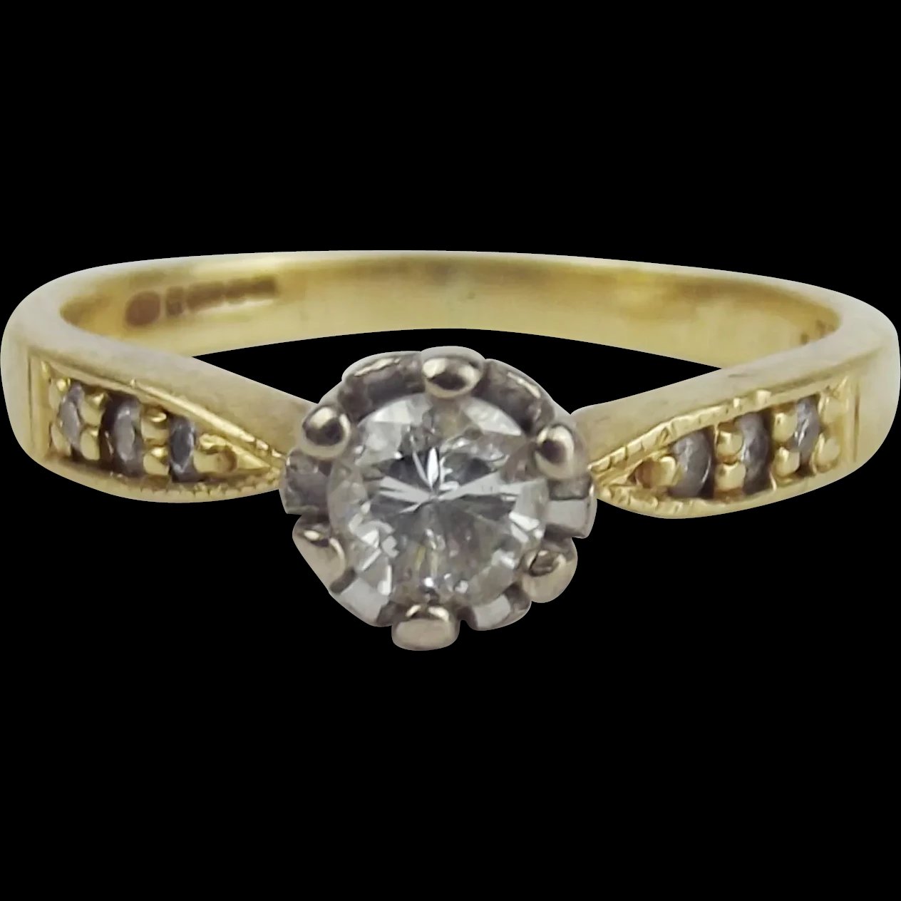 18ct Yellow Gold 0.33 CTW Diamond Ring UK Size M+ US 6 ¼