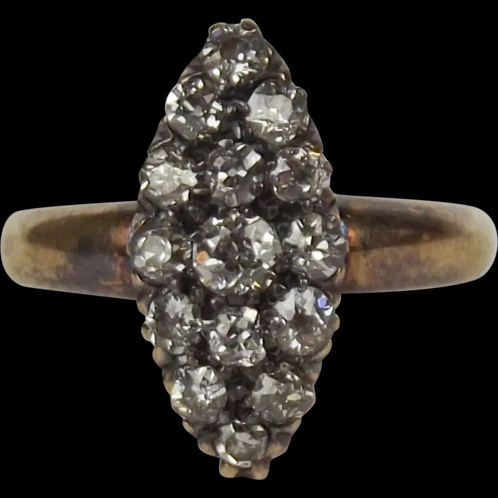 18ct Yellow Gold Diamond Cluster Ring UK Size M+ US 6 ¼