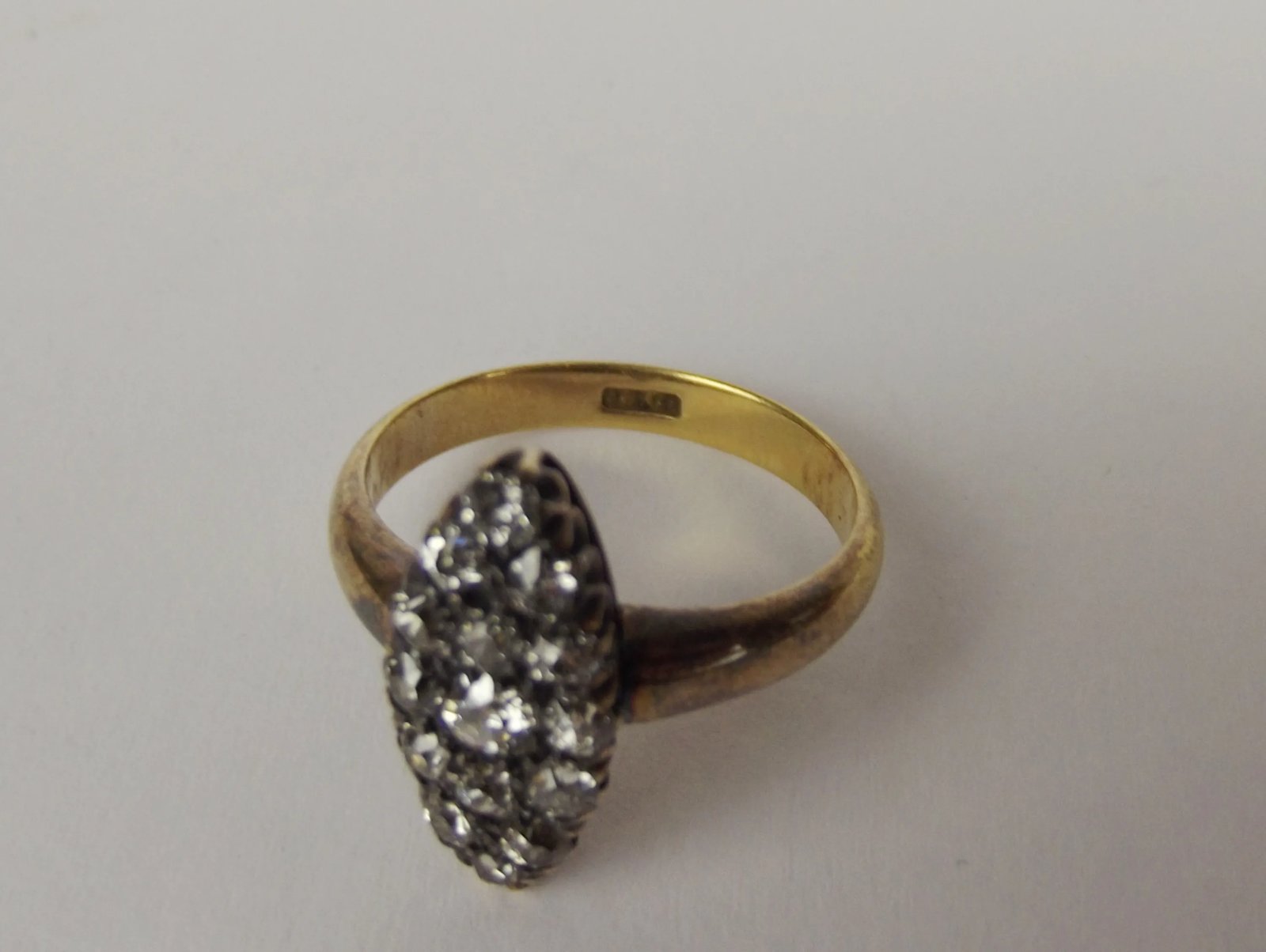 18ct Yellow Gold Diamond Cluster Ring UK Size M+ US 6 ¼
