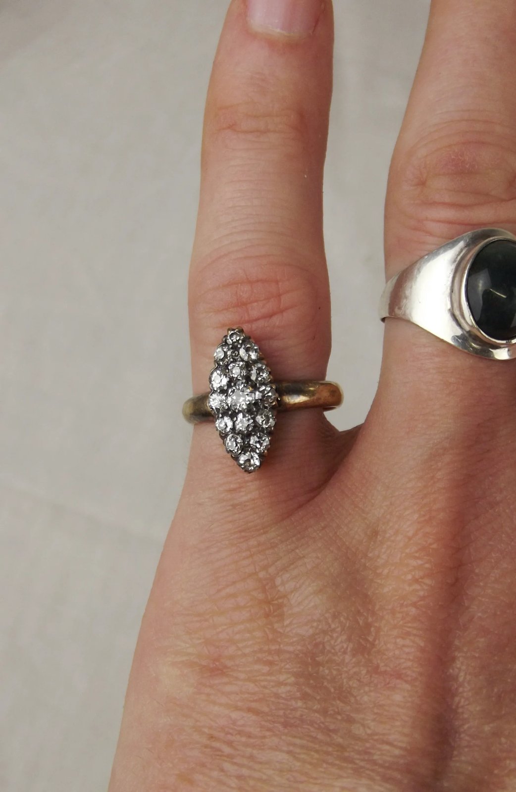18ct Yellow Gold Diamond Cluster Ring UK Size M+ US 6 ¼
