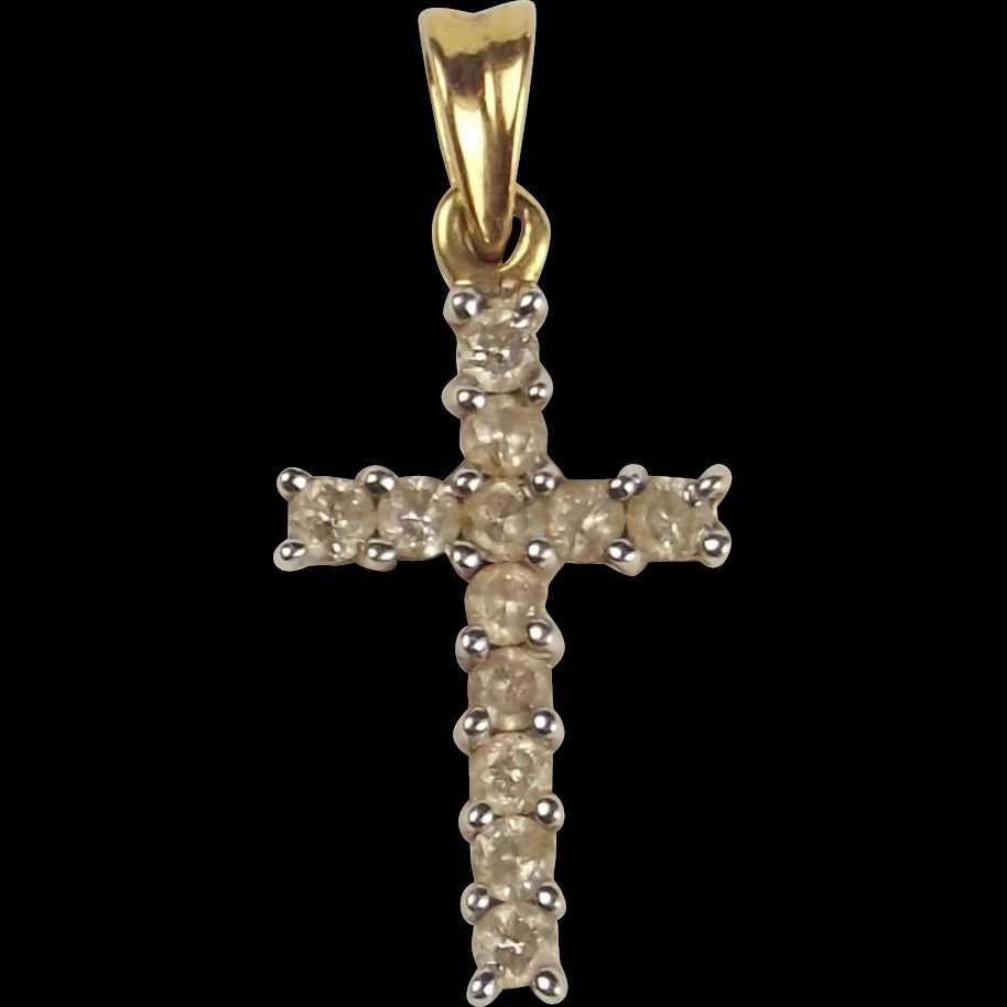 18ct Yellow Gold & Diamond Cross Pendant