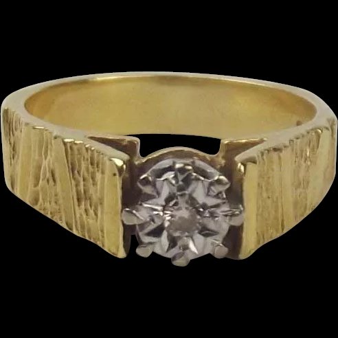 18ct Yellow Gold Diamond Solitaire Ring UK Size L+ US 6