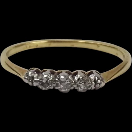 18ct Yellow Gold Diamond Trilogy Ring UK Size M+ US 6 ¼