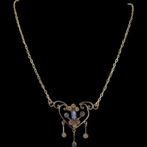 18ct Yellow Gold & Glass Pendant Necklace