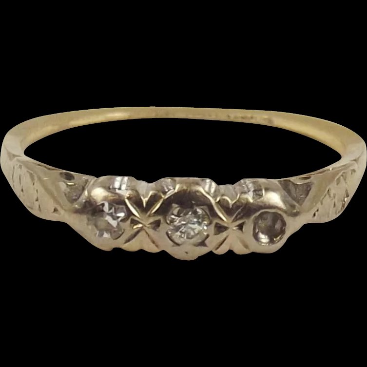 18ct Yellow Gold Three Stone Diamond Ring UK size N+ US size 7
