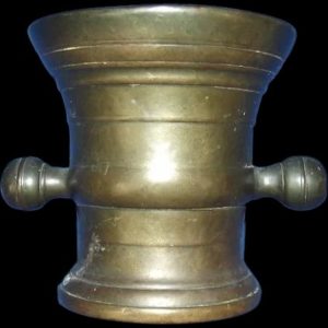 18th Century Apothecary Bronze Mortar With Handles And Banding
