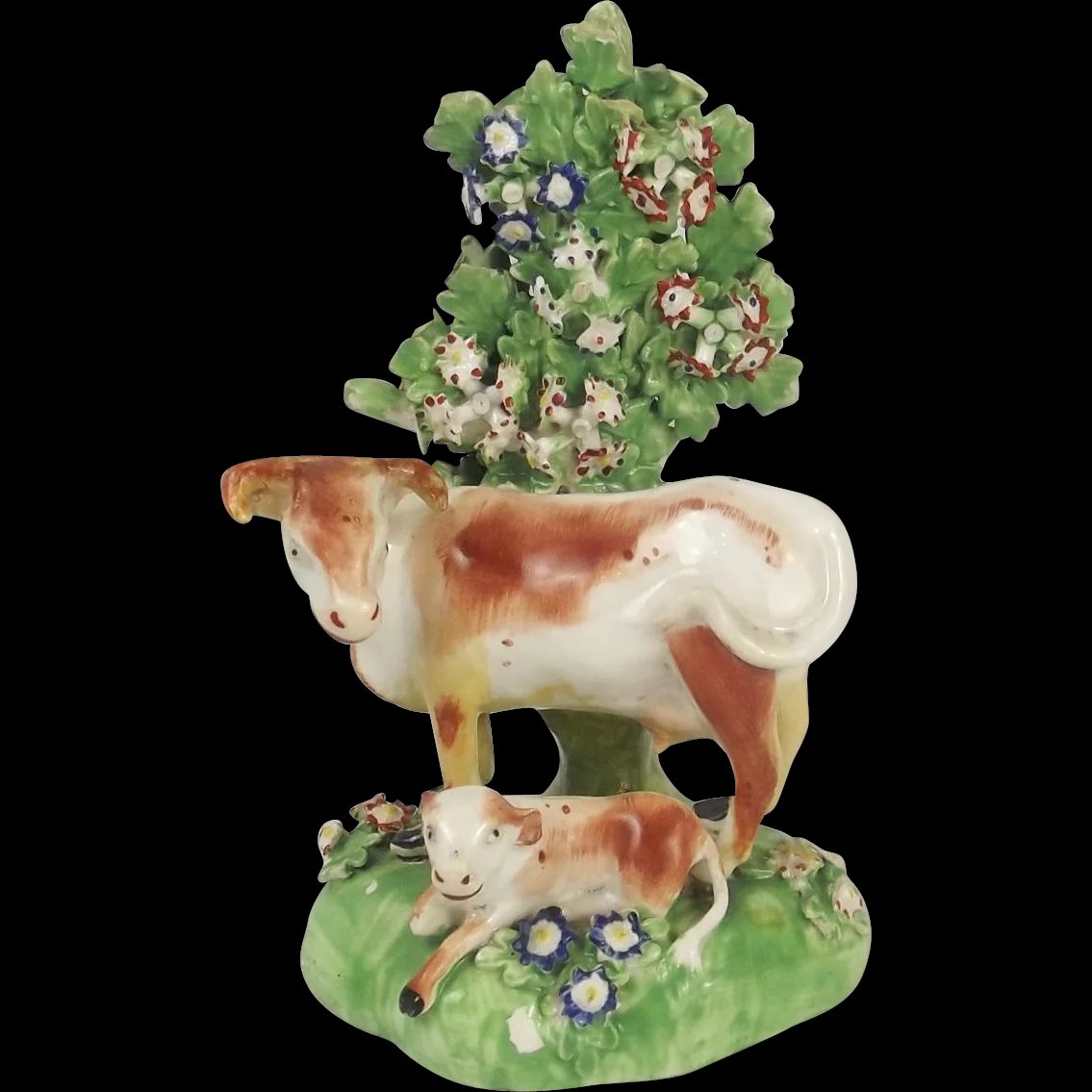 18th Century Derby Porcelain Figure Group Of A Cow And A Calf
