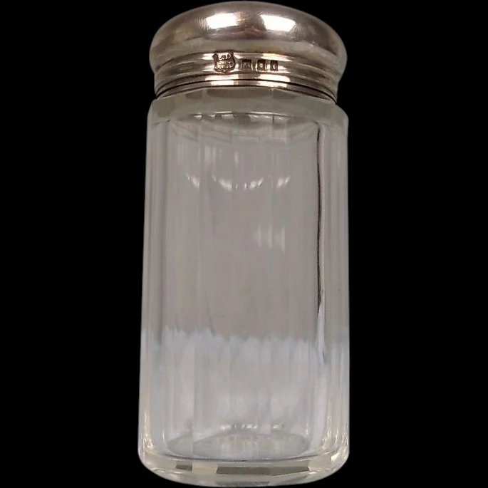 1901 Cut Glass Bottle With Silver Hallmarked Lid/Collar (London)