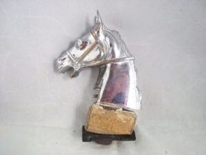 1930's Chrome On Bronze Horse Head Car Mascot