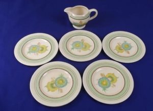 1930's Clarice Cliff Decorated Cream Jug & 5 Saucers*
