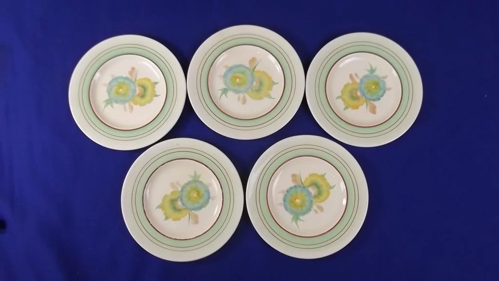 1930's Clarice Cliff Decorated Cream Jug & 5 Saucers* - Image 2