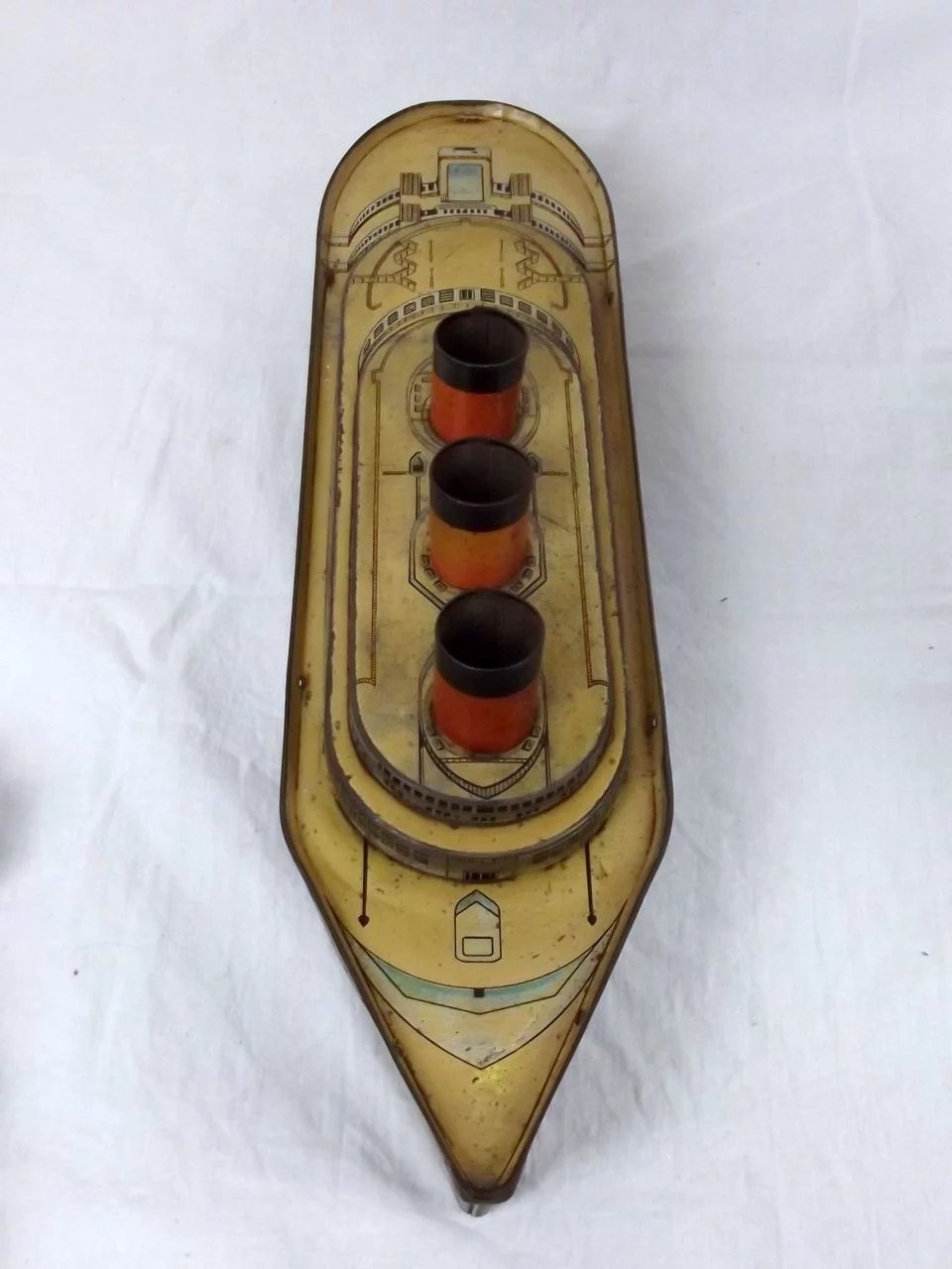 1930's French Geslot et Voreux SS Normandie Liner Biscuit Tin By Bethune - Image 3