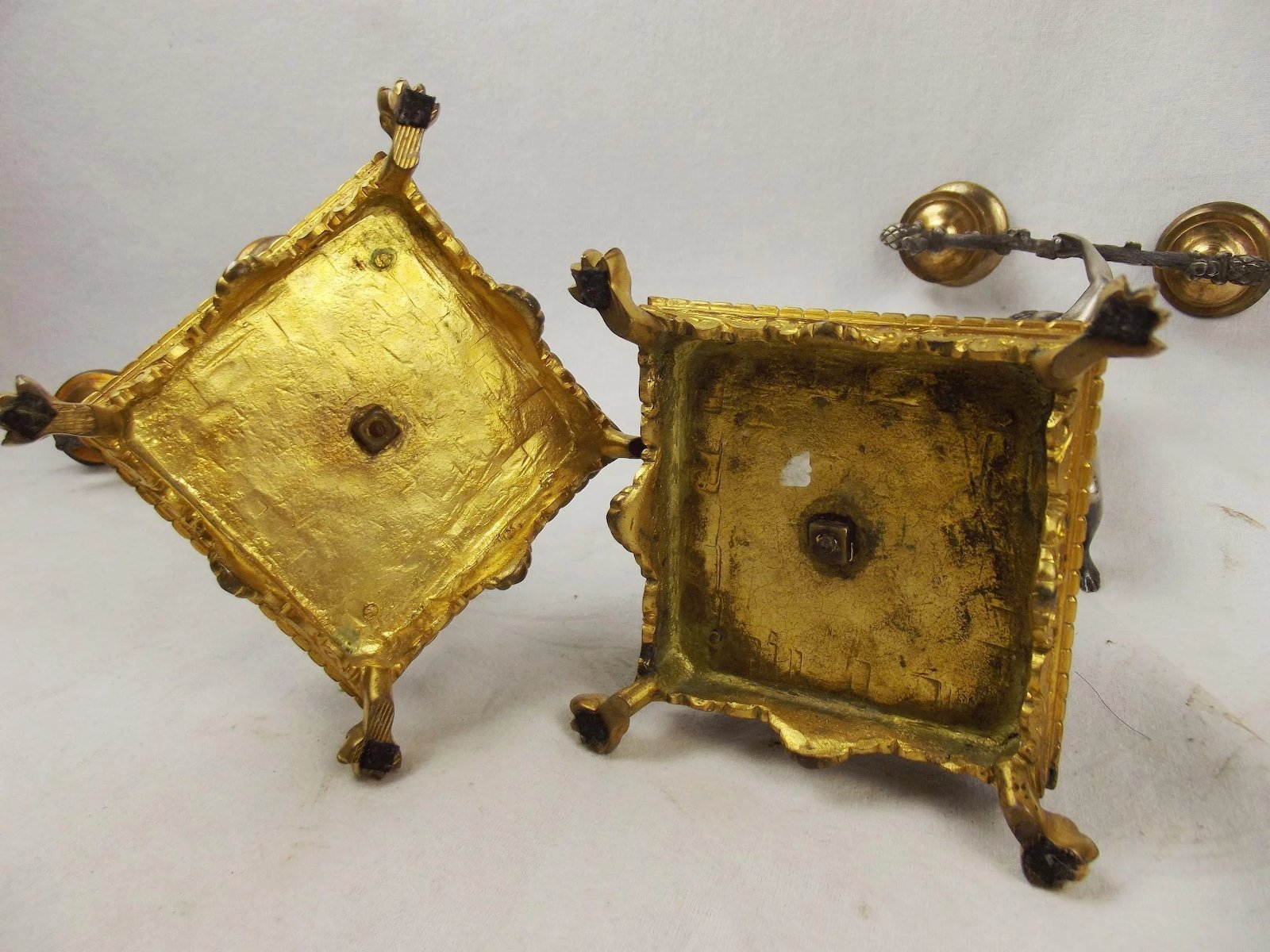 19th C. Pair Of Silvered Brass & Marble Greek God Figure Candleabra - Image 9