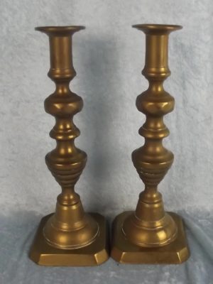 19th Century Brass Candlestick Pair #1
