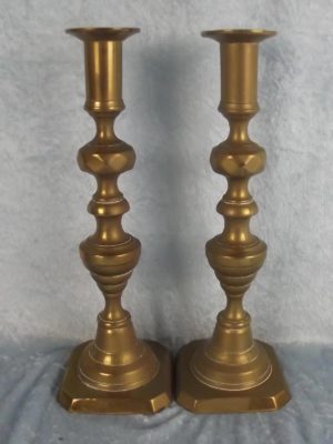19th Century Brass Ejector Candlestick Pair #2