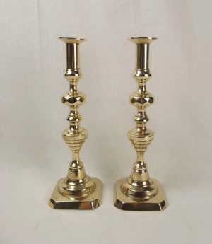 19th Century Brass Ejector Candlestick Pair #4