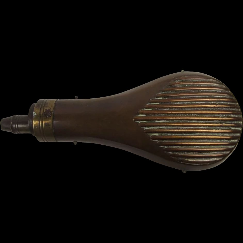 19th Century I.R. Cutts Copper & Brass Powder Flask