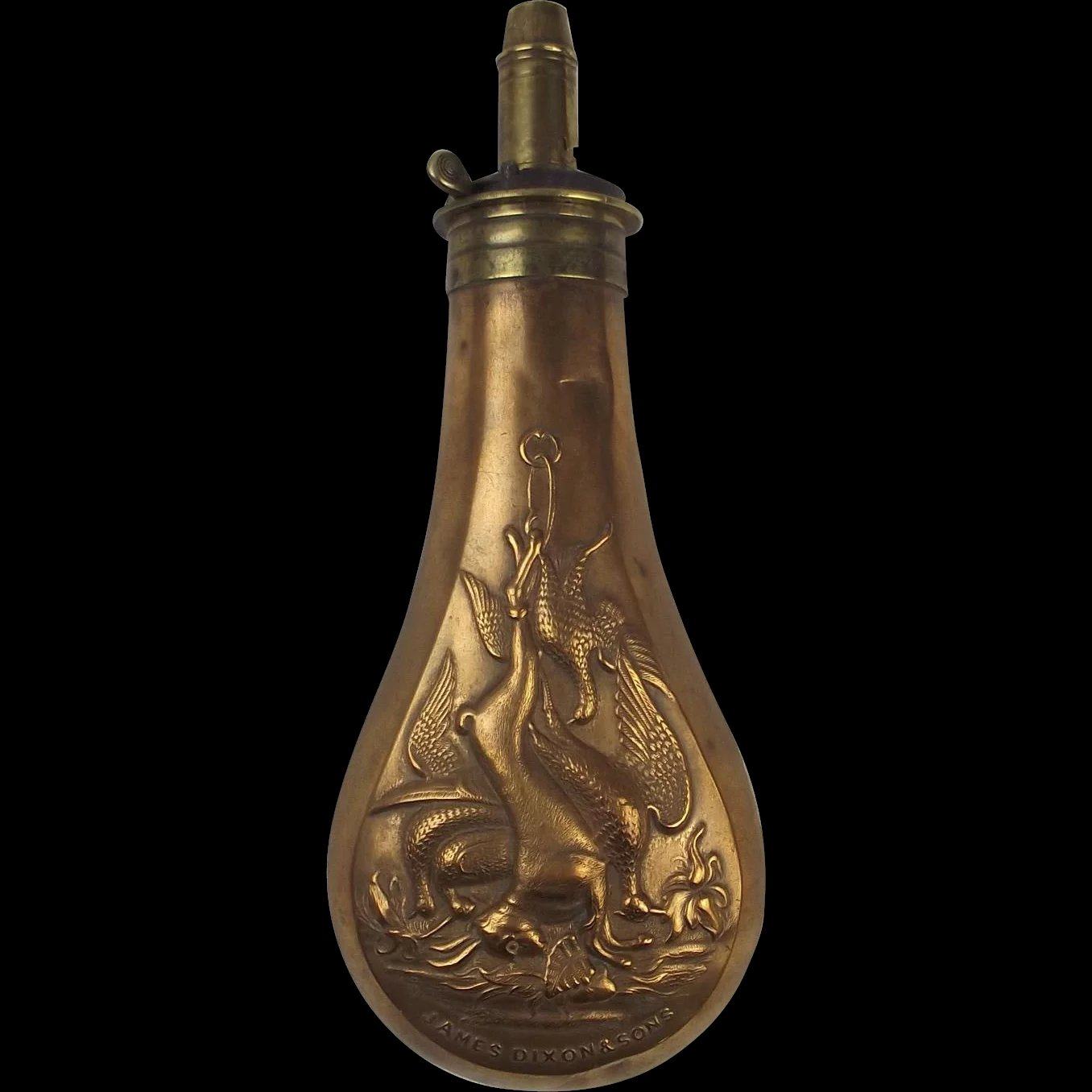 19th Century James Dixon & Sons Copper Powder Flask