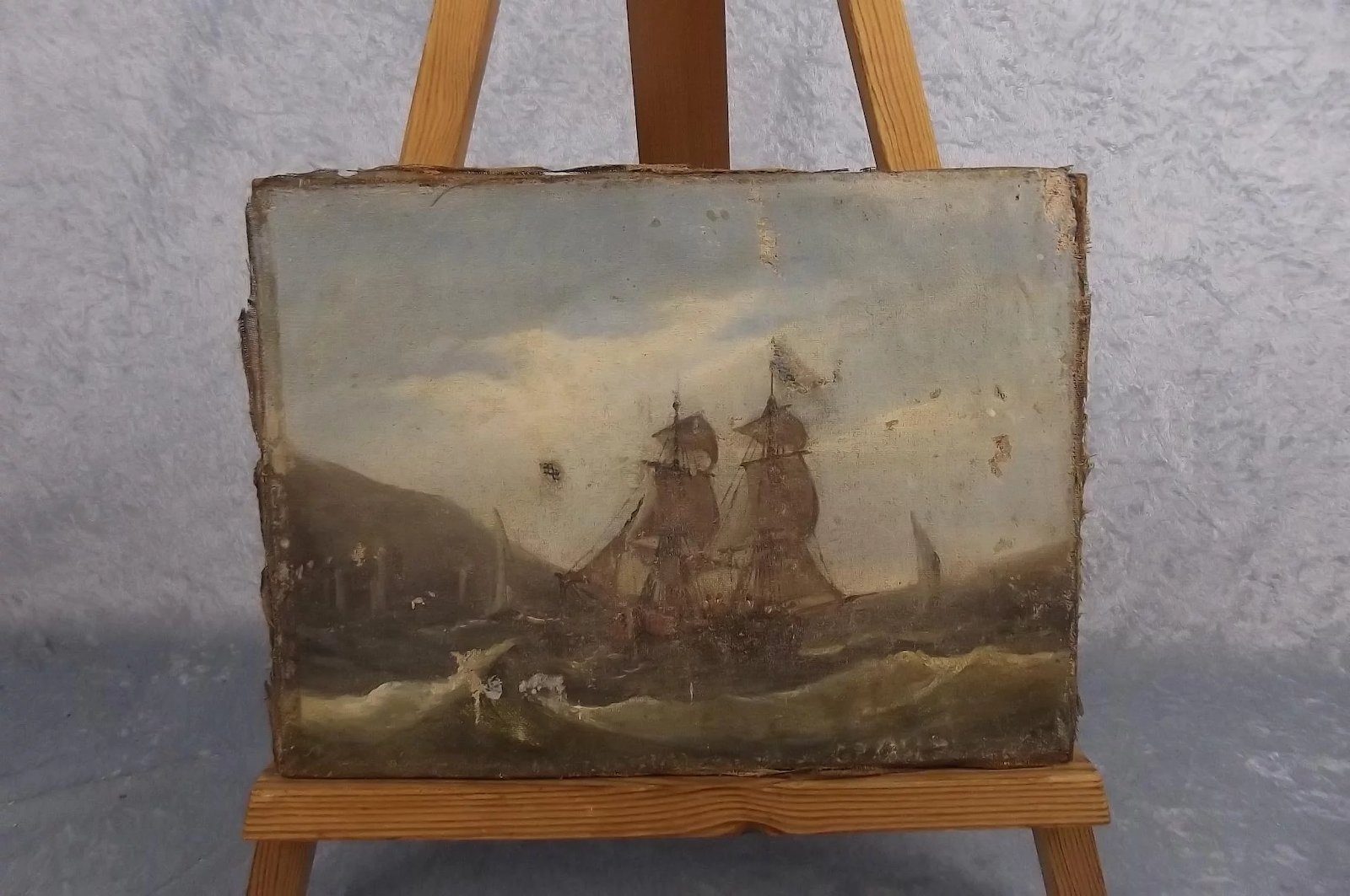 19th Century Oil On Sheet Canvas Sailing Piece - Image 2