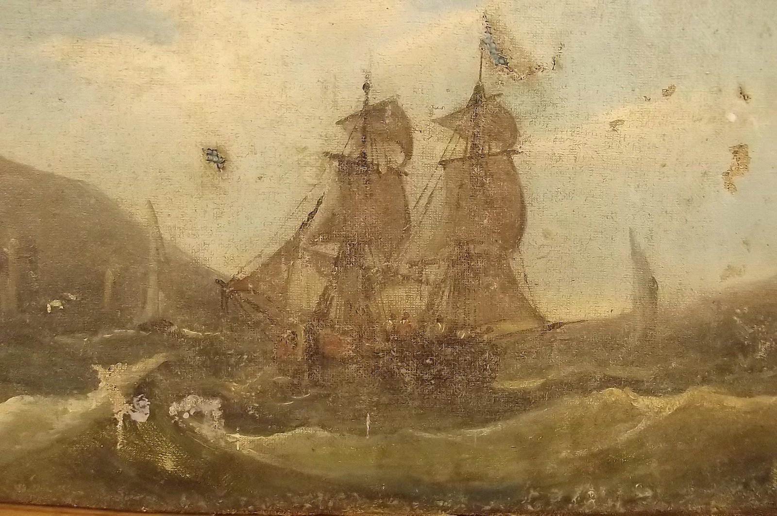 19th Century Oil On Sheet Canvas Sailing Piece - Image 7