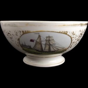 19th Century Porcelain Pedestal Ship Bowl #2