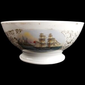 19th Century Porcelain Pedestal Ship Bowl #1
