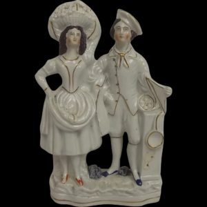 19th Century Staffordshire Flatback Of A Courting Sailor & Fruit Seller
