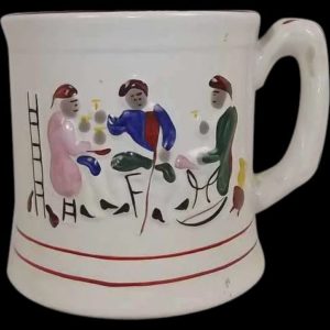 19th Century Tavern Scene Staffordshire Frog Mug #2