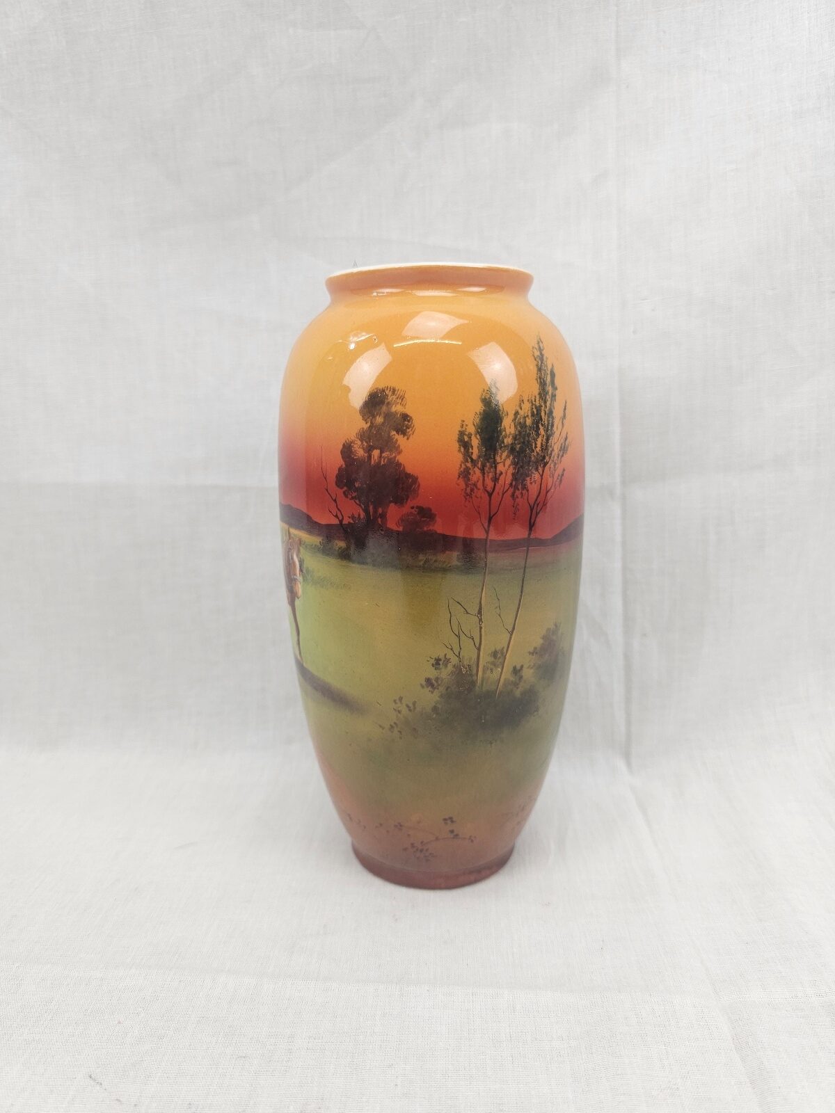 Circa 1920 Royal Doulton Vase With Hand Painted Scene Of Heavy Horses Ploughing Furrows - Image 7
