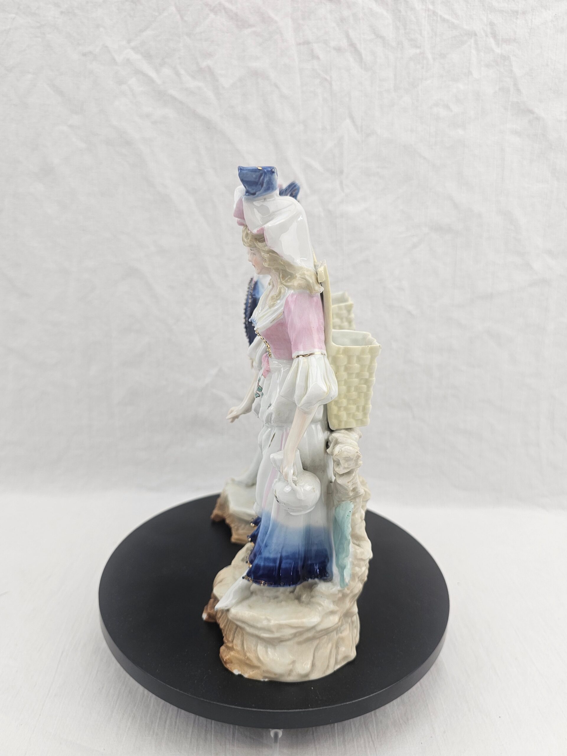 Pair of 19th Century German Thuringian Porcelain Figural Spill Vases, Rococo Revival Pastoral Couple, circa 1860–1885 - Image 2
