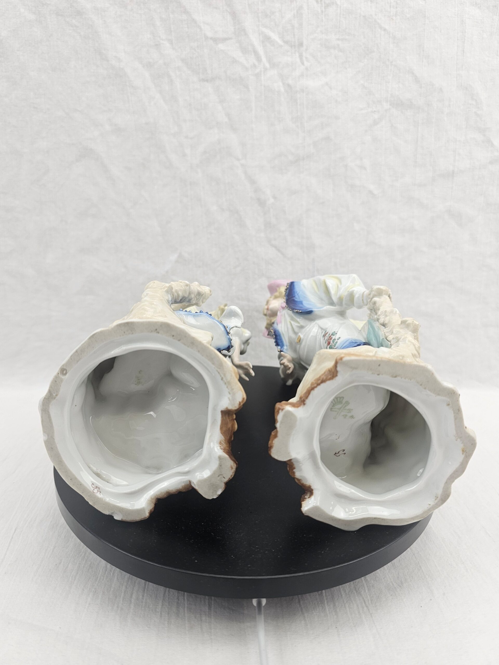 Pair of 19th Century German Thuringian Porcelain Figural Spill Vases, Rococo Revival Pastoral Couple, circa 1860–1885 - Image 7